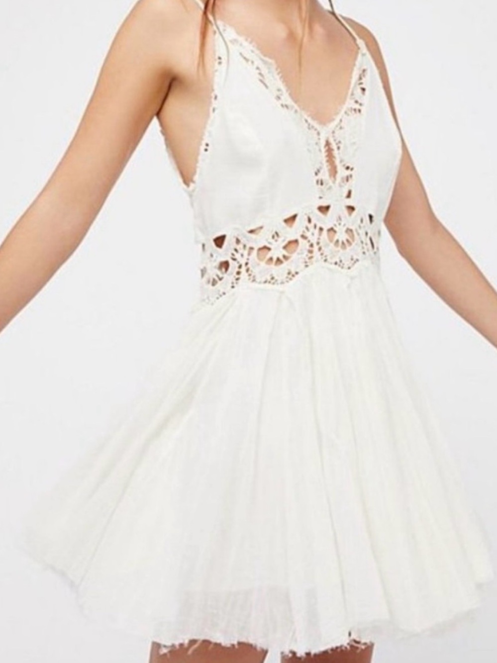 Women’s Free People FP One Ilektra White Ivory Lace Mini Dress Size XS